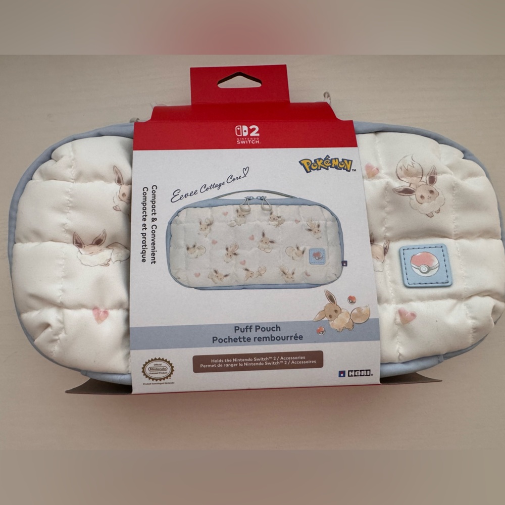 HORI Pokémon Eevee Cottage Core Puff Pouch – Nintendo Switch Case 🤍